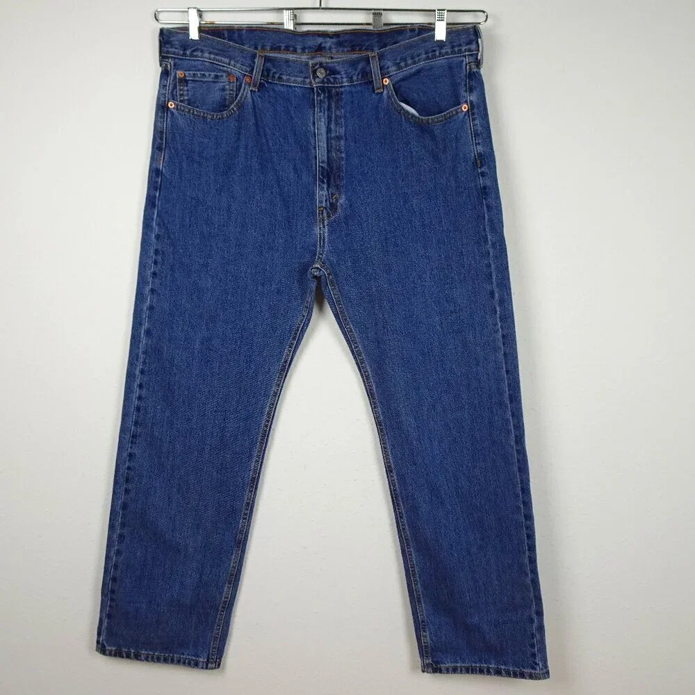 Levi's 505 Straight Leg Jeans Men's Size 42x32 Blue Denim Cotton